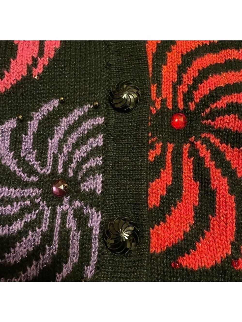 Vtg Design Options Cardigan Sweater Large Phillip Jane Gordon Pinkwheel Swirls - Picture 7 of 12